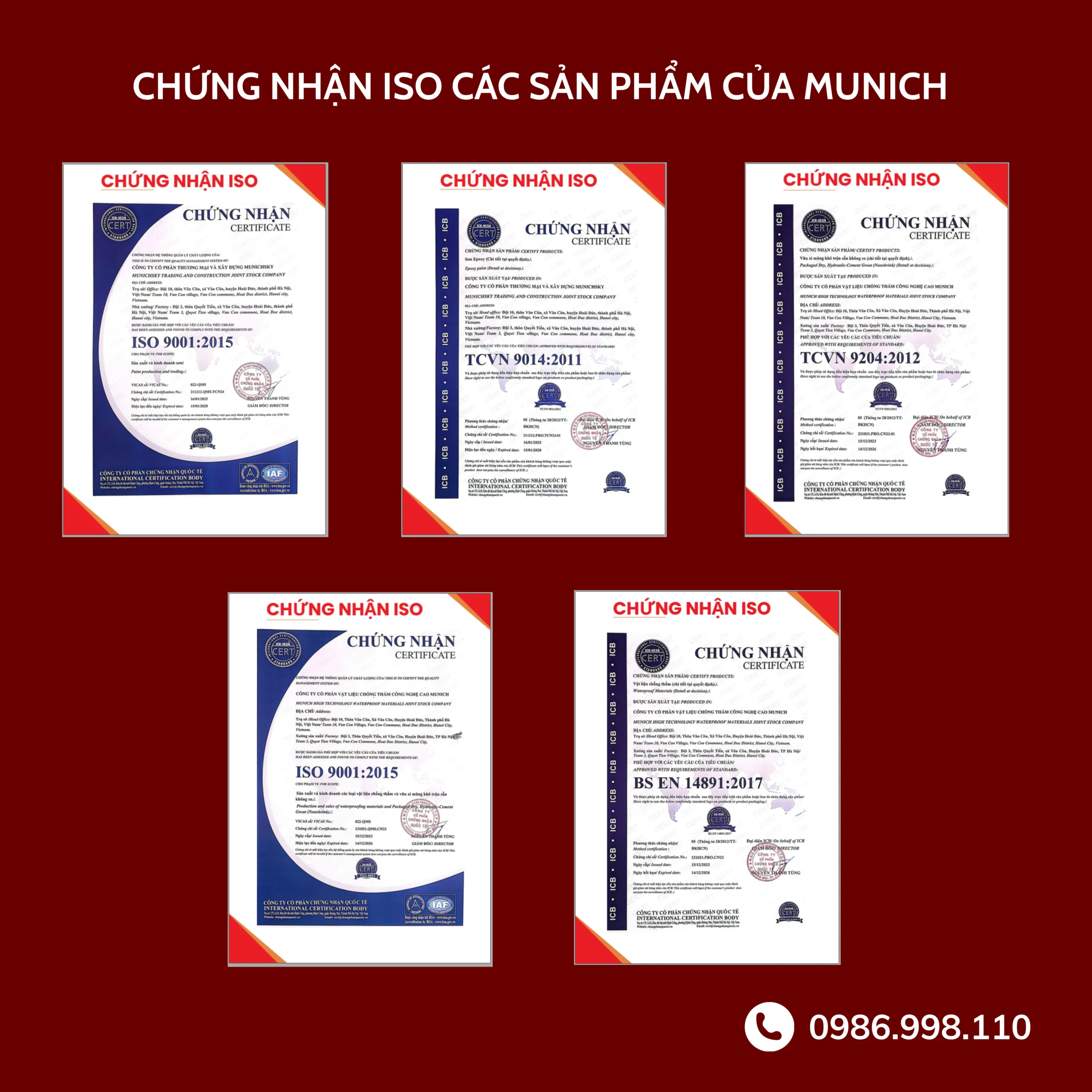 Chứng chỉ đạt chuẩn ISO Munich