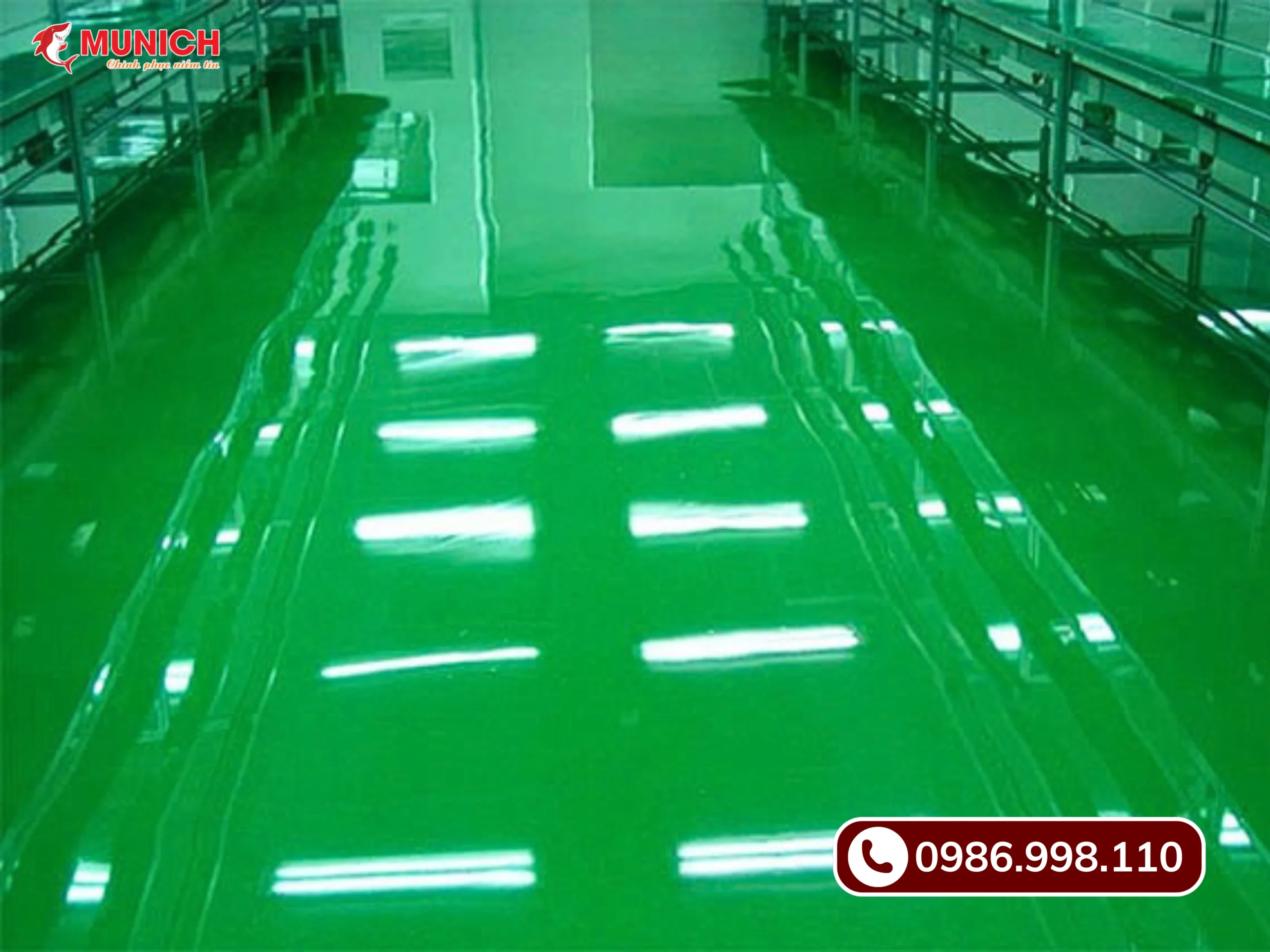 Mặt sàn bóng loáng khi được sử dụng sơn Munich Epoxy