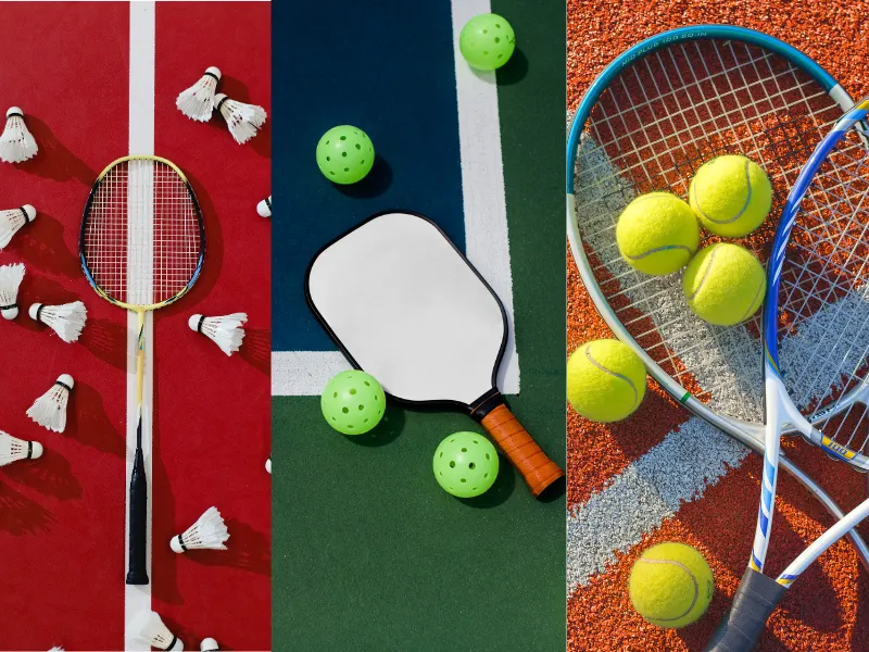 so-sanh-san-cau-long-san-pickleball-va-san-tennis